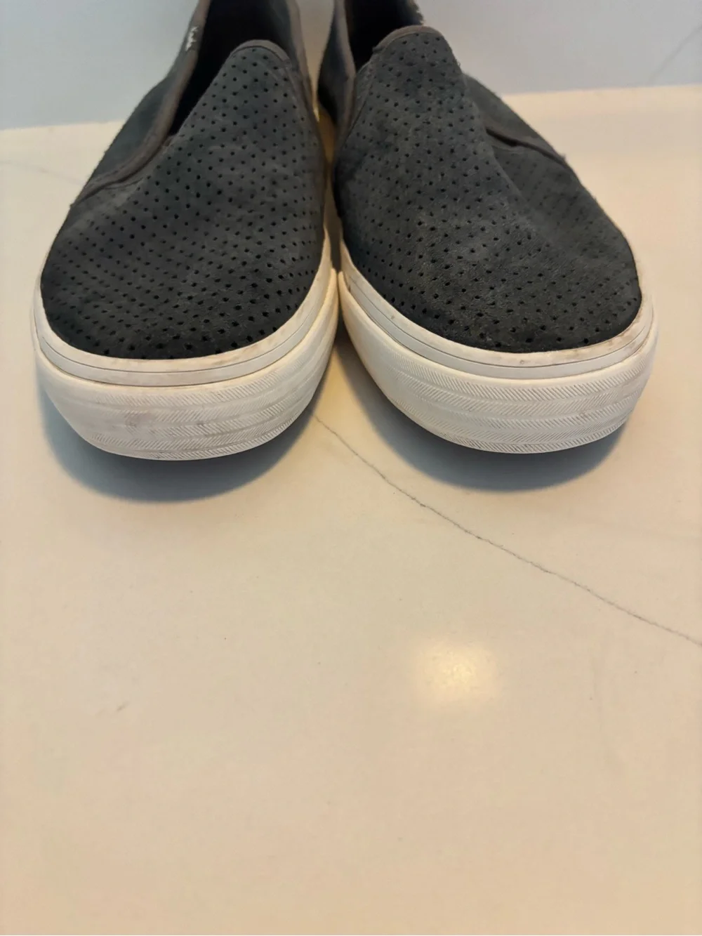 Keds Shoes Womens 6.5 Gray Double Decker Perf Slip On Sneakers Suede Low